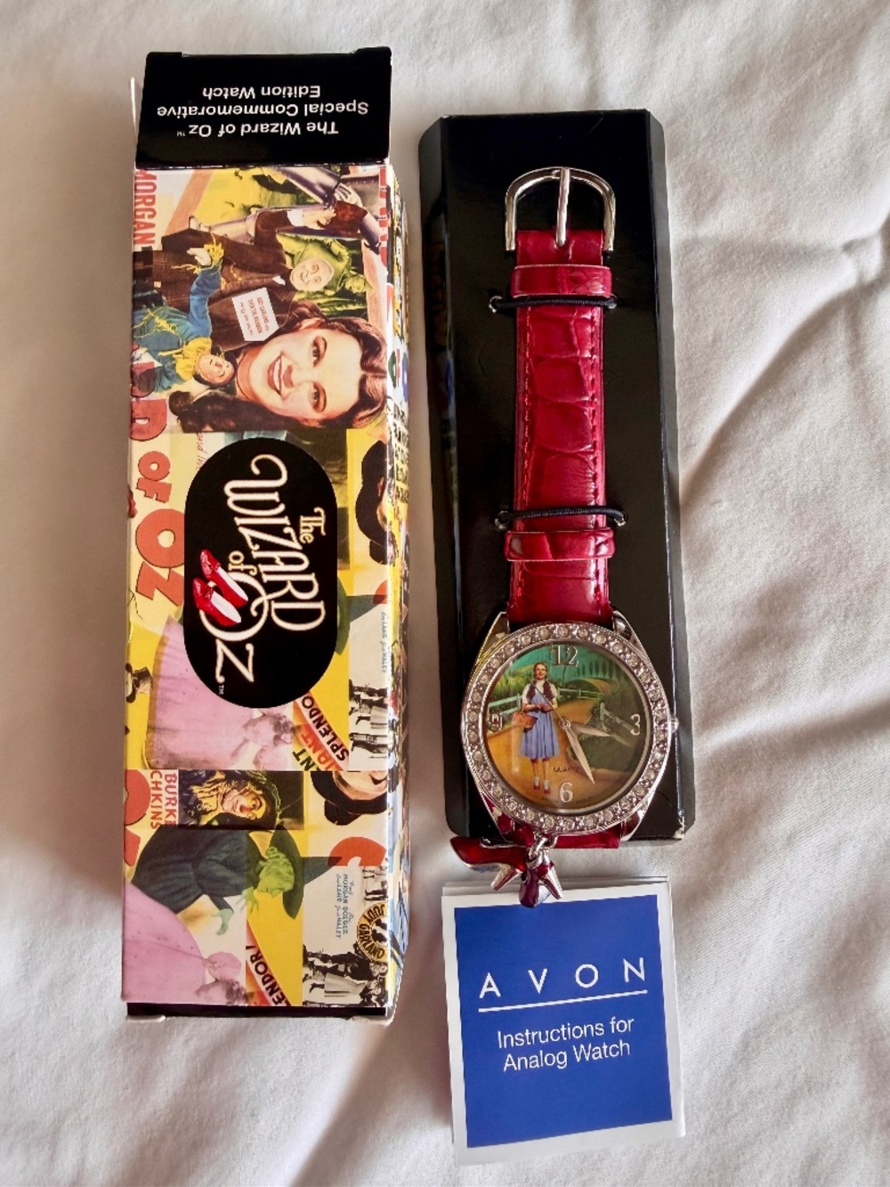 Wizard of Oz Watch with Red Leather Band and original Box - Vintage